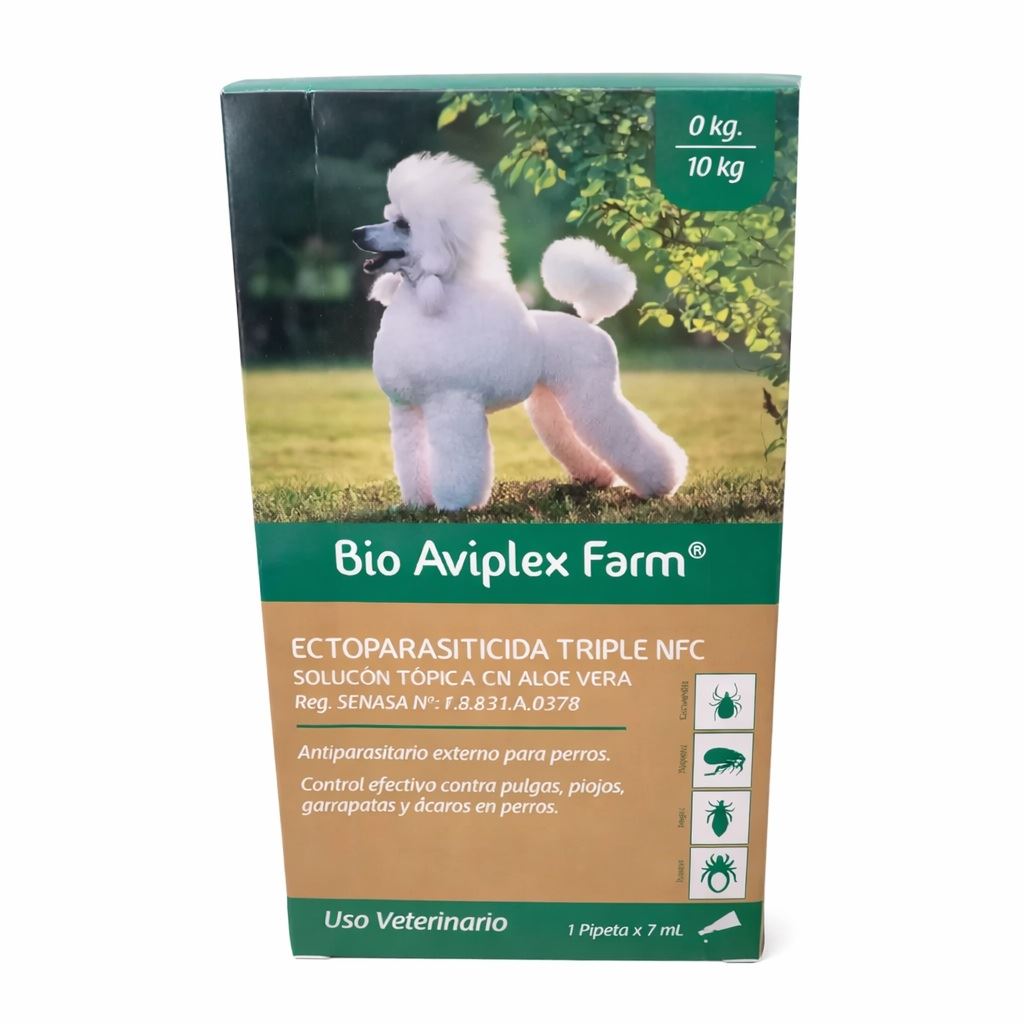 Antiparasitario externo en pipeta para perros de 0 a 10kg. Bio Aviplex Farm