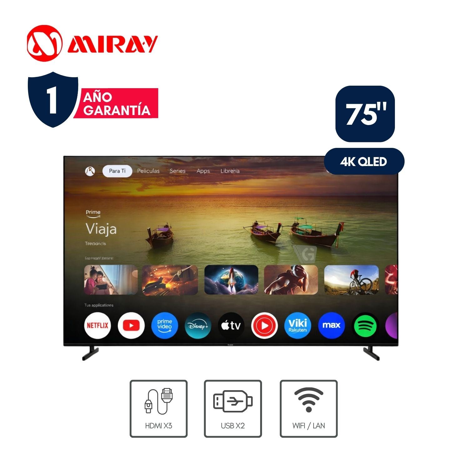 Televisor Miray Google TV 75 QLED 4K MQ75-E2000GBT
