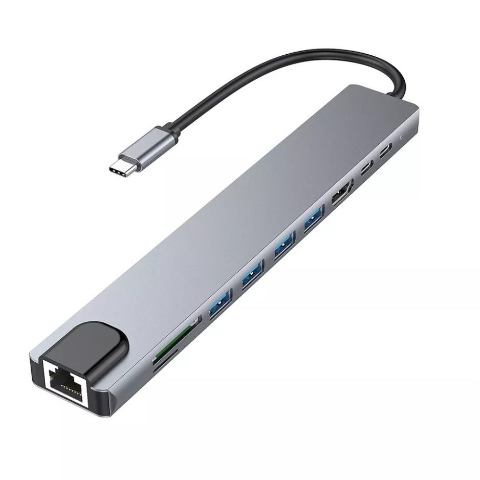 Adaptador Hub 10 en 1 Tipo C  HDMI /RJ45 /USB 3,0 /Tarjeta SD -TF/ 87W