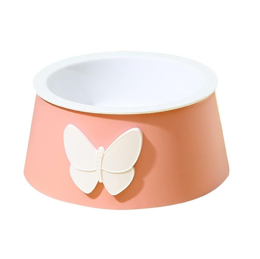 Plato Comedero Para Mascotas Perros Y Gatos Antiderrame Lazo Rosado