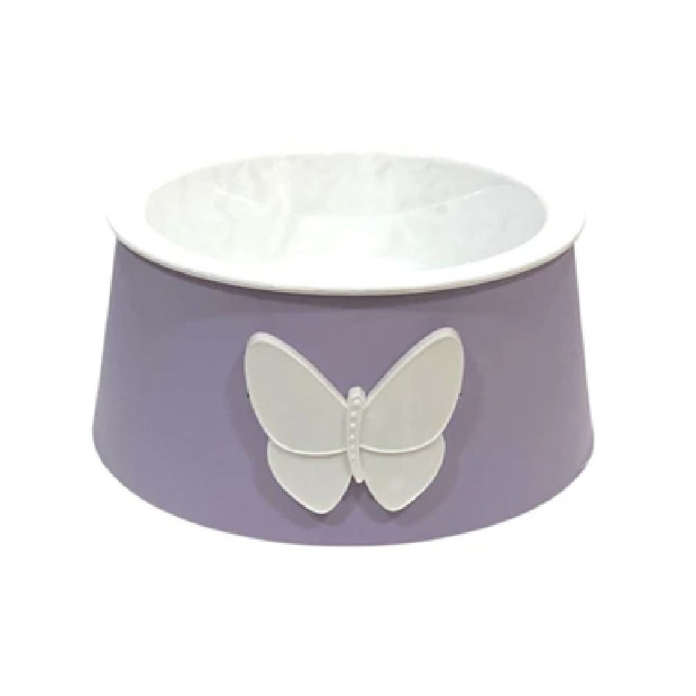 Plato Comedero Para Mascotas Perros Y Gatos Antiderrame Lazo Lila