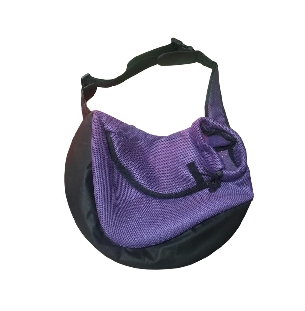 Bolso cruzado transportador para mascotas perros talla L lila