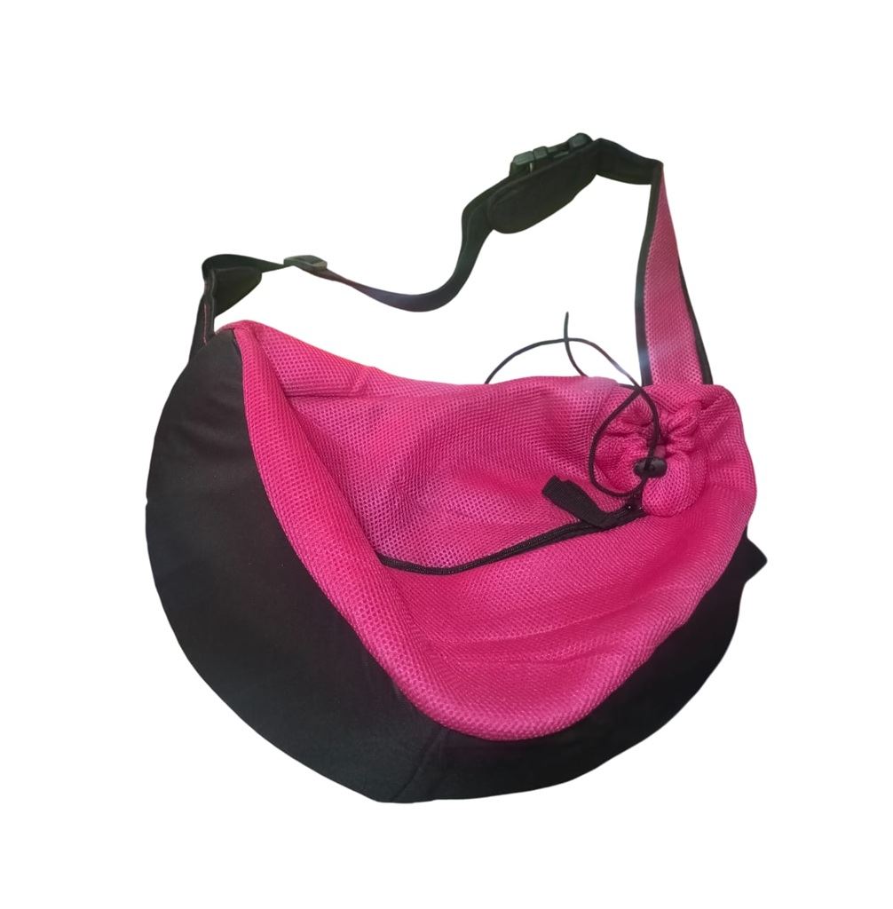 Bolso cruzado transportador para mascotas perros talla XL fucsia
