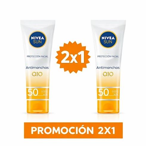 Pack x2 Nivea Sun Bloqueador Facial Q10 antiedad y antipigmento 50ml