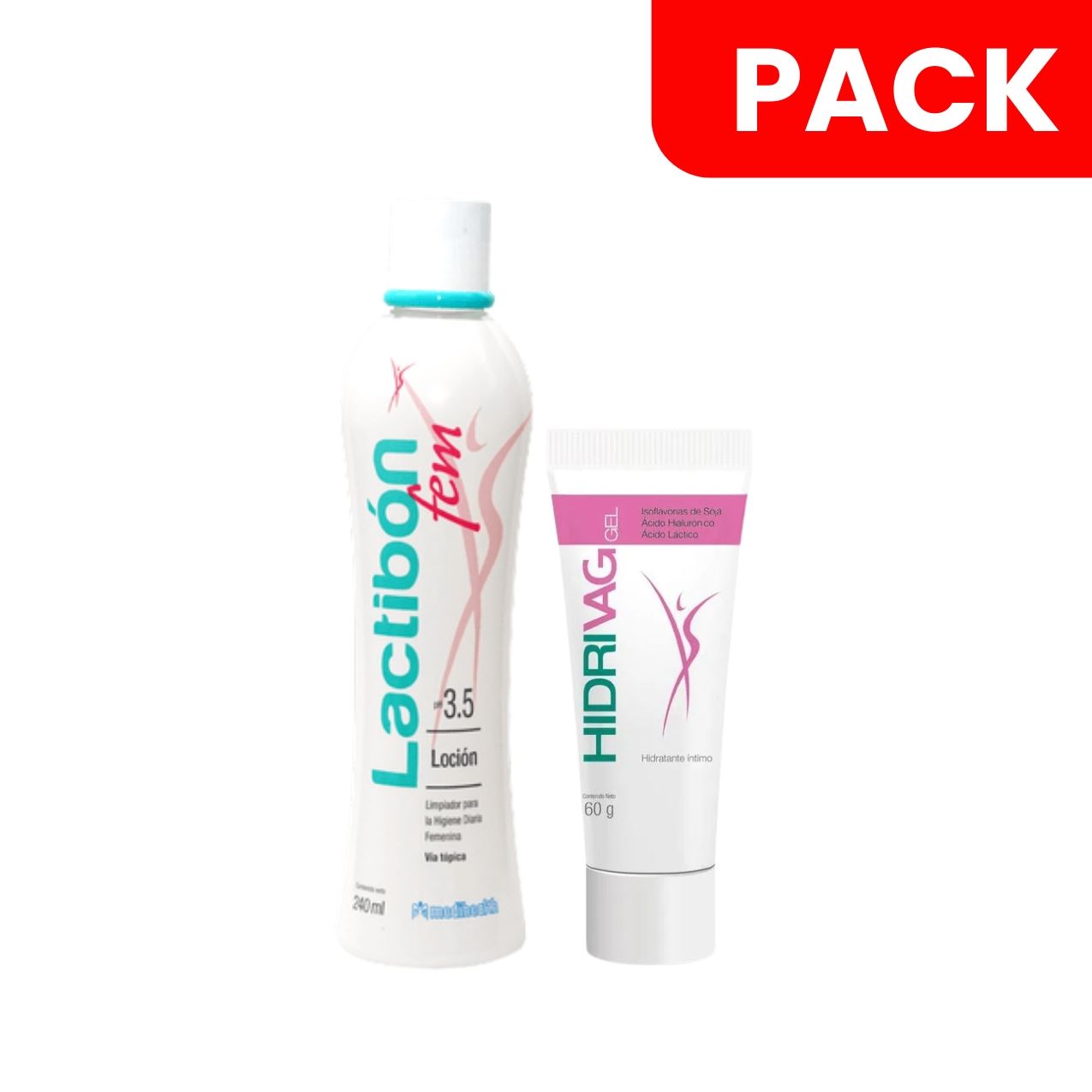 Hidrivag Gel Vaginal Tubo 60 Gr & Lactibon Jabón Intimo Fem - Pack 2 UN