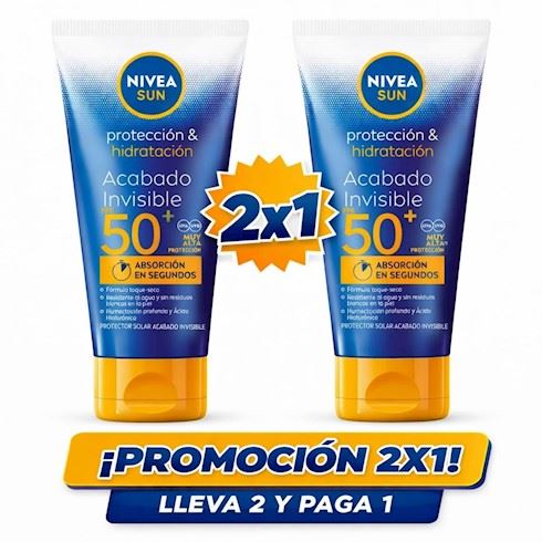 Pack x2 Nivea Sun Protector Solar Acabado Invisible FPS50 150ml