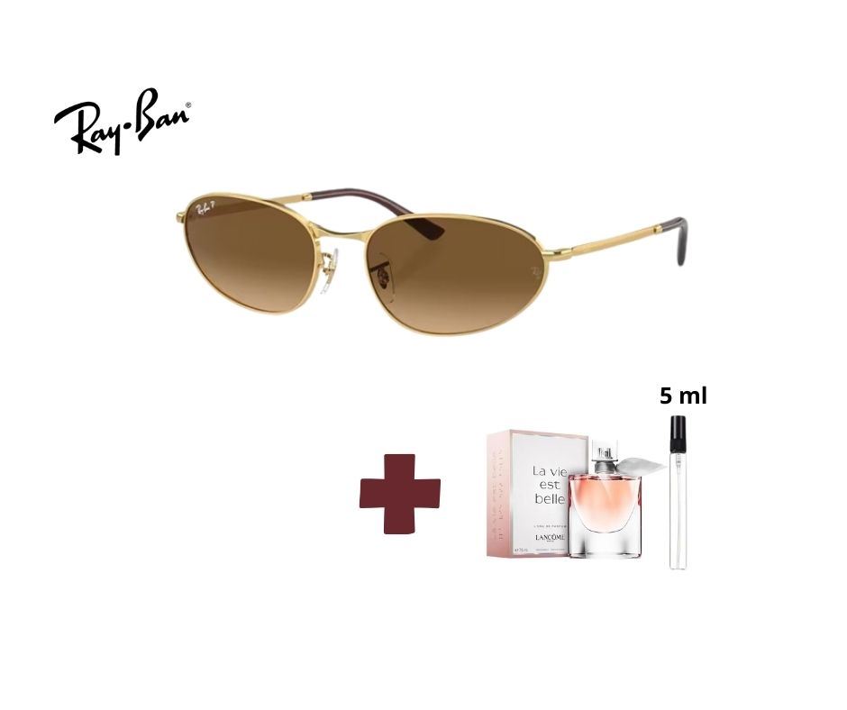 PACK DUO Lentes RayBan Aviator Gold RB3734 Unisex + Decants Perfume La Vie Est Belle Lancôme EDP 5ml