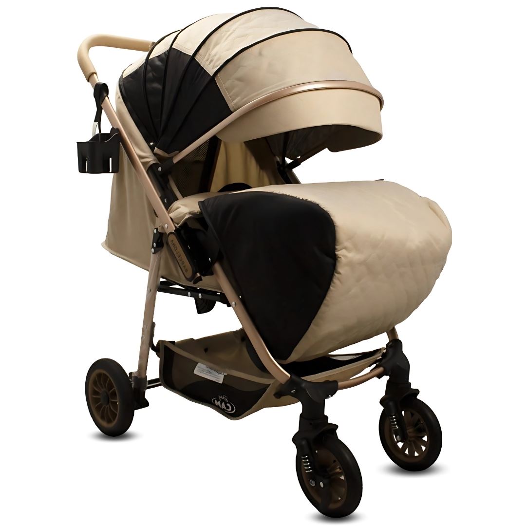 Coche Cuna de Lujo «BARCE NEW» Mango Reversible Beige