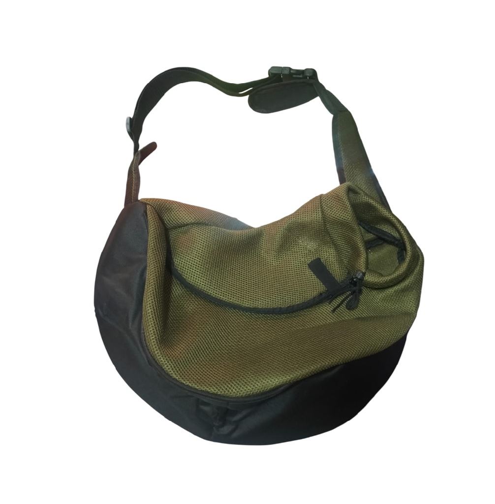 Bolso cruzado transportador para mascotas perros talla L verde militar