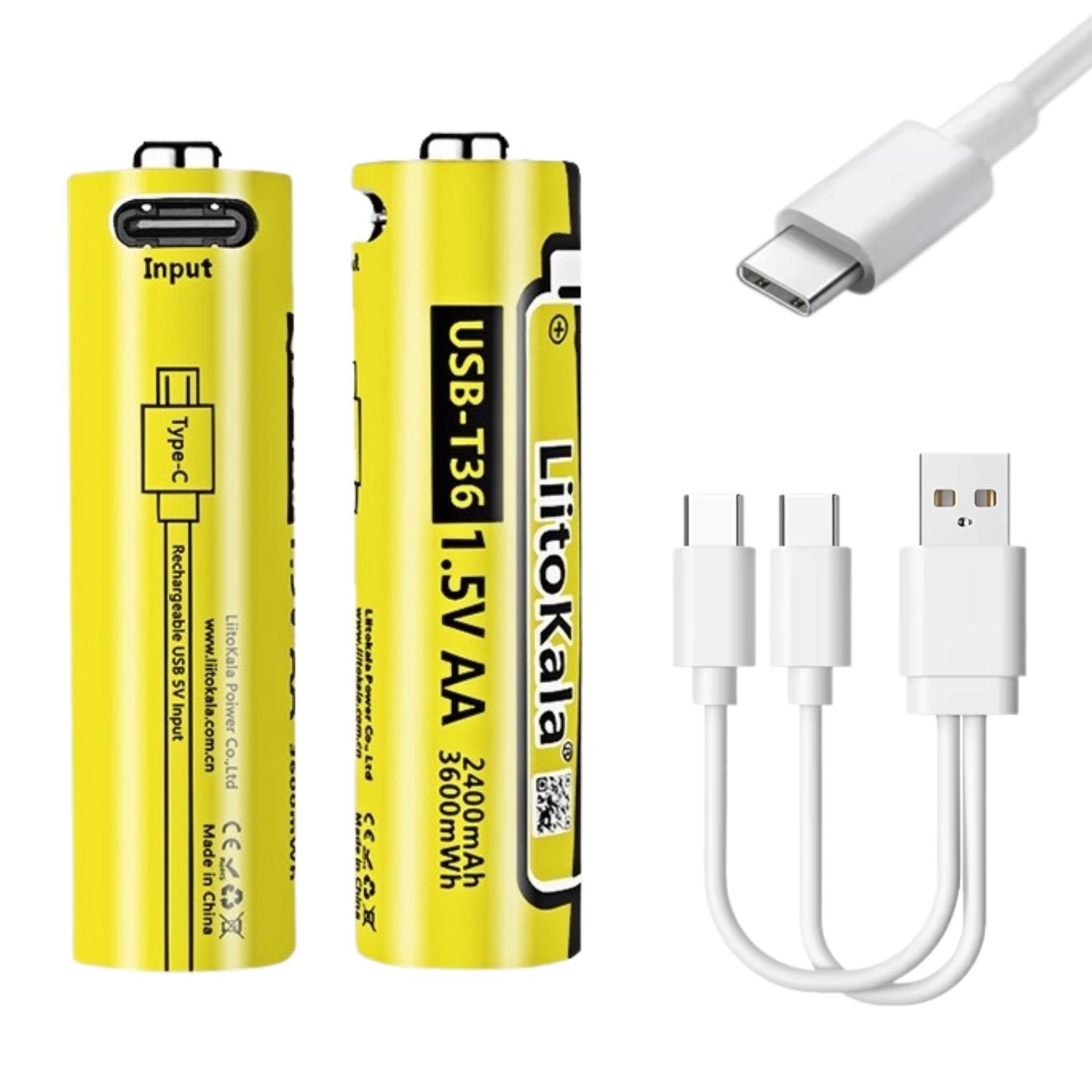 Pila AA Recargable USB 1.5V LiitoKala 2400mAh Larga Duración