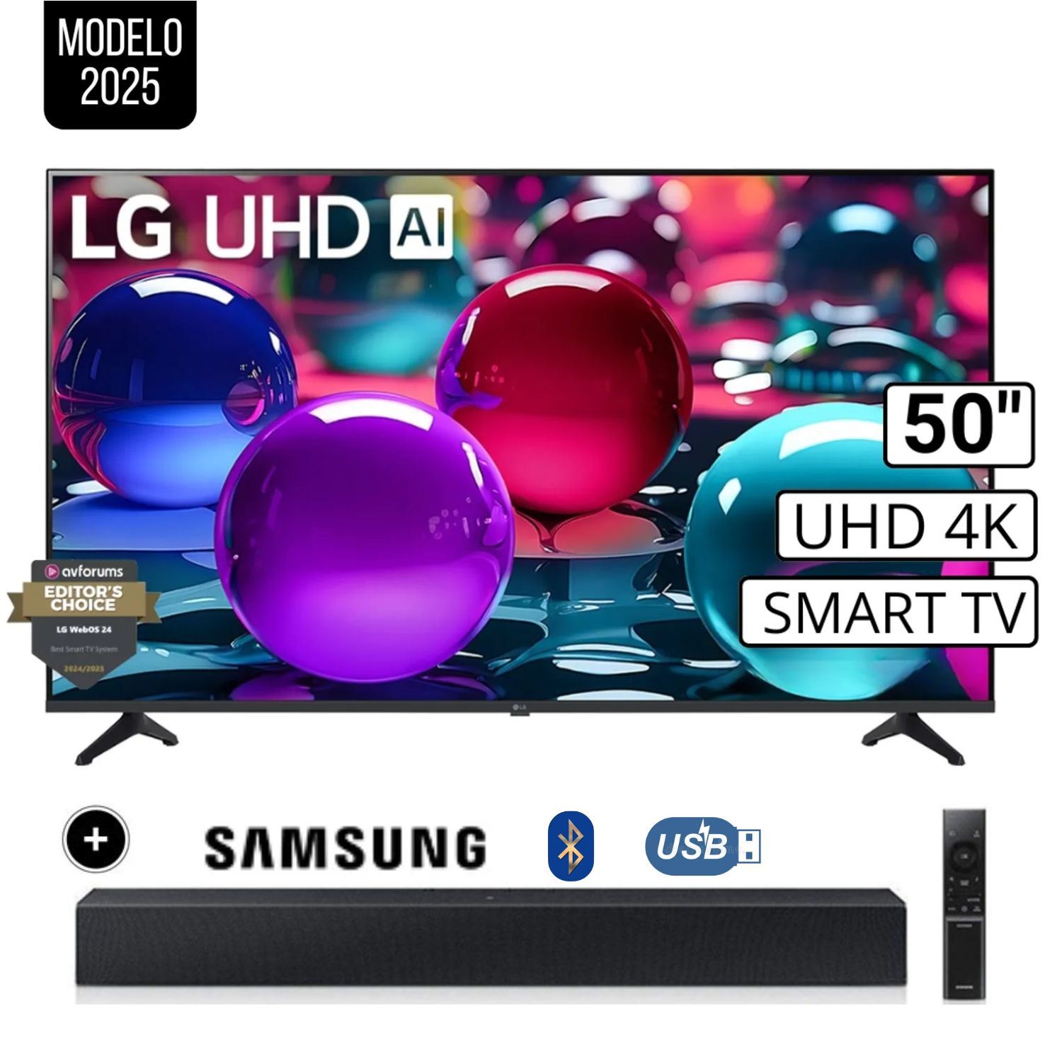 Televisor LG 50 Smart UHD 4K Thinq Ai 50UA7300PSB + Soundbar HW-B400F
