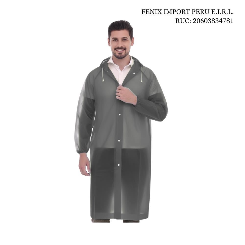 Poncho Impermeable Delgado Abierto de Mangas Elasticas con Capucha Ajustable Negro