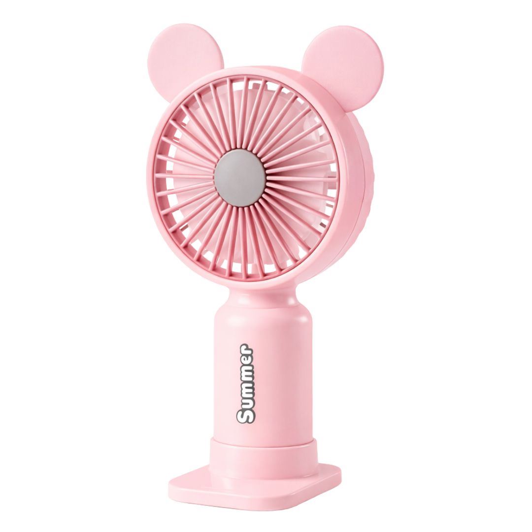 Ventilador de Mano Portátil USB Recargable con Luz LED y 2 Velocidades