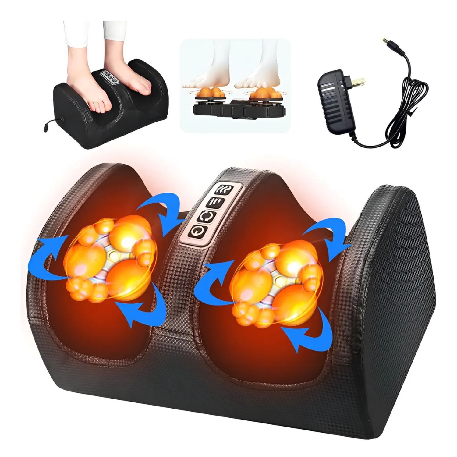 Masajeador Eléctrico de Pies y Pantorrillas con Rodillos Shiatsu, Calor Relajante y Sistema de Temporizador Automático