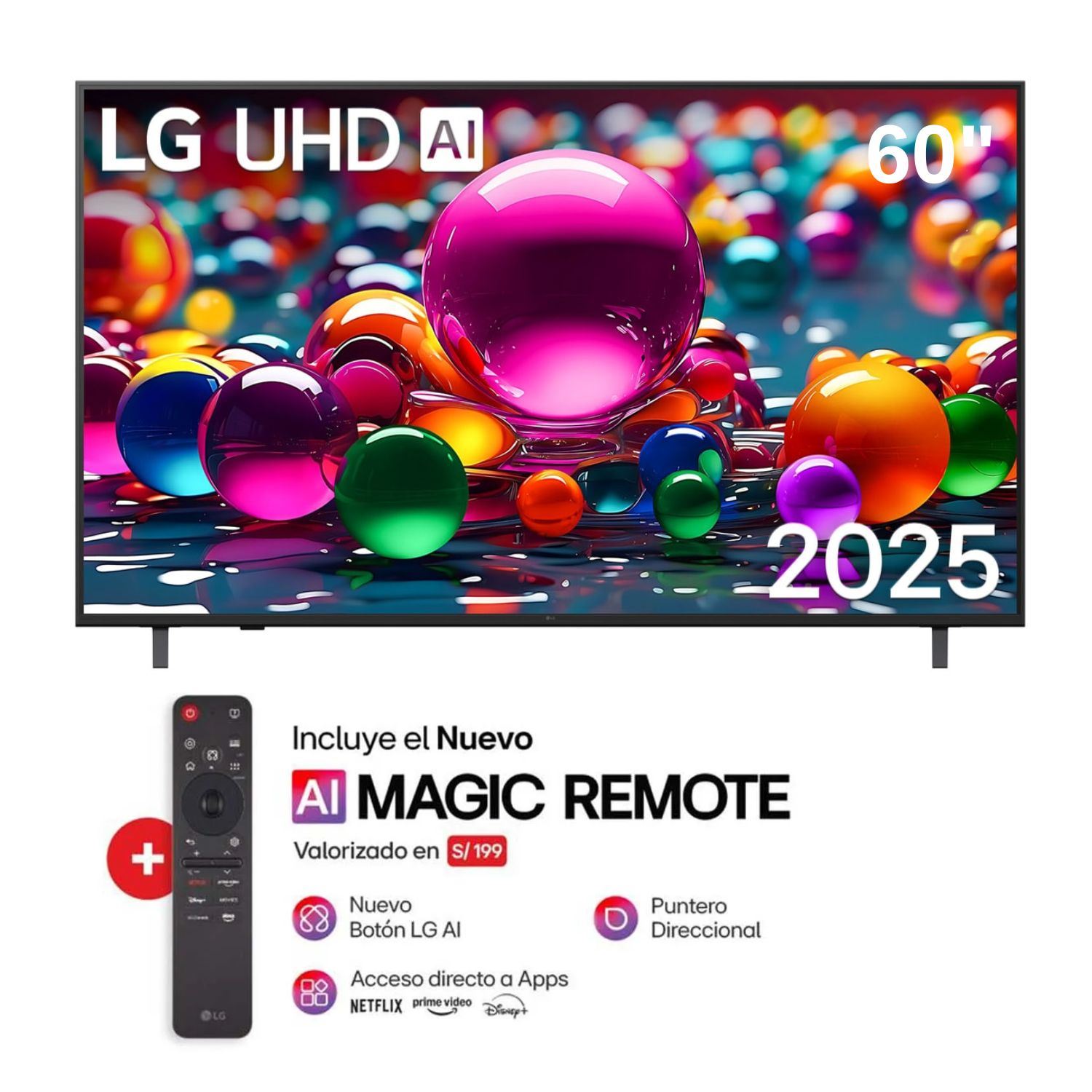 Televisor LG 60" Smart UHD 4K Thinq Ai 60UA8050PSA + Magic Remote