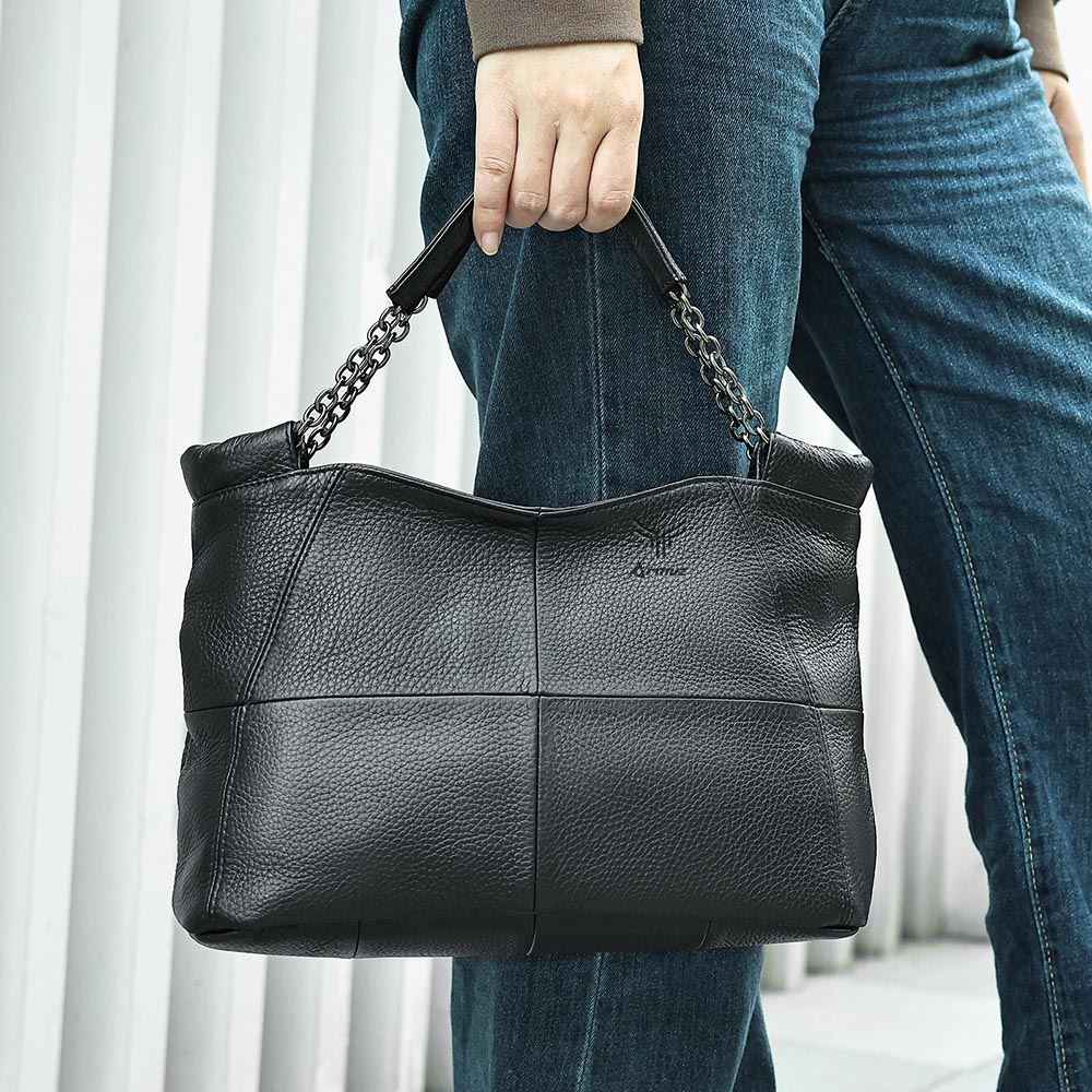Cartera De Cuero Vacuno 7611 Negro