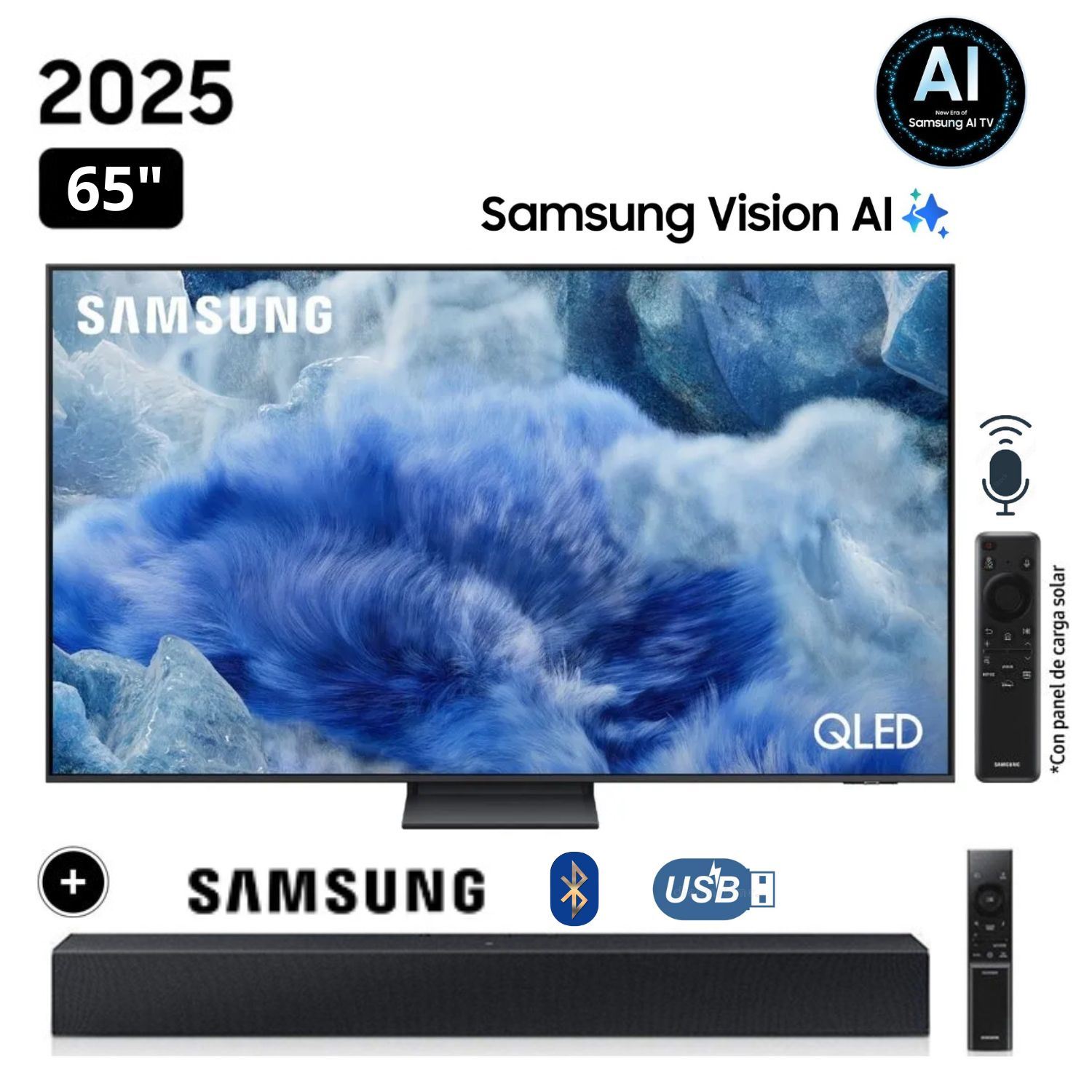 Televisor Samsung QLED 65 Visión AI Smart TV QN65Q8FAAGXPE + Soundbar HW-B400F