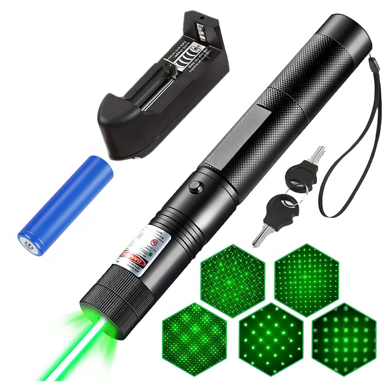 Láser Verde Proyector Recargable 3000 Metros Con Llave De Seguridad Con Base De Carga