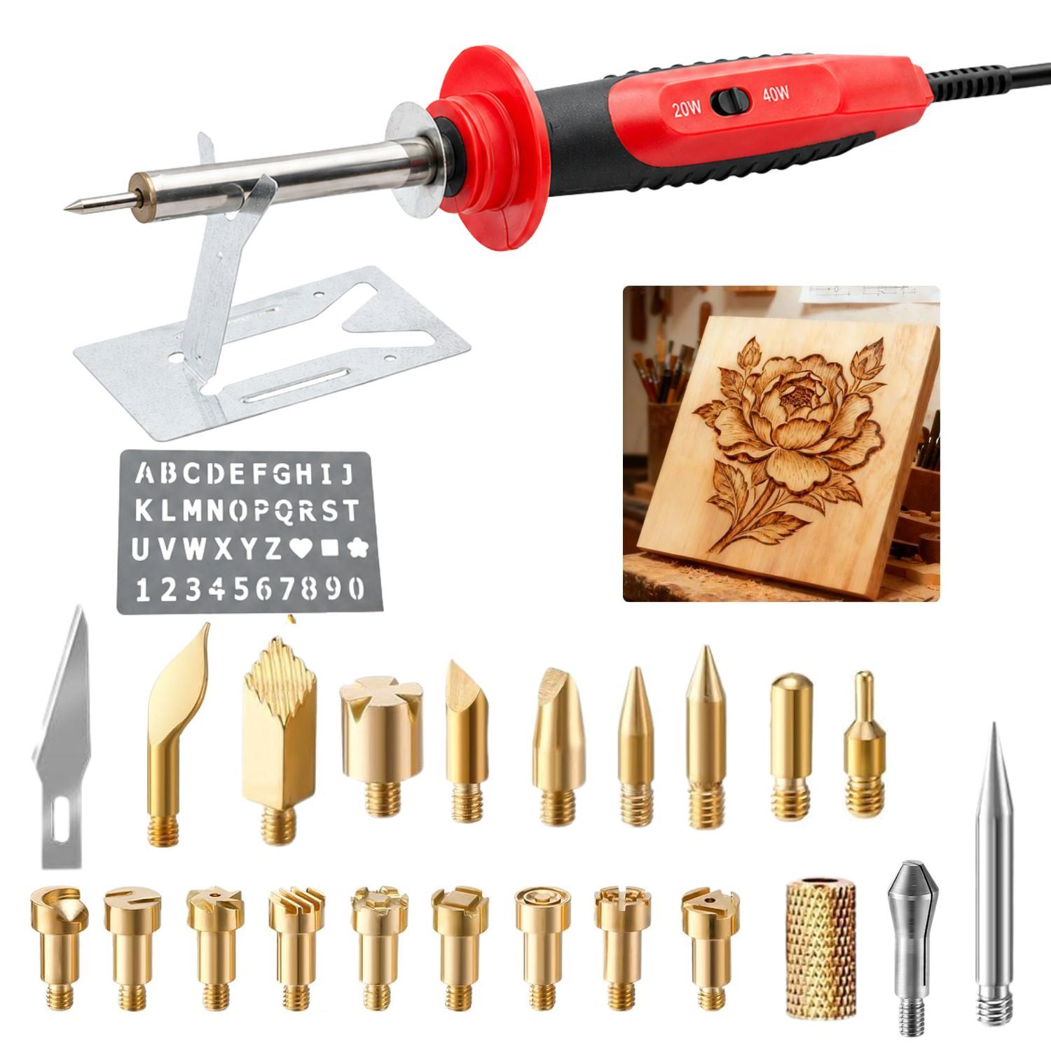 Pirograbador Para Madera Cuero Y Artesanía Con 22 Accesorios Grabado Artístico Profesional