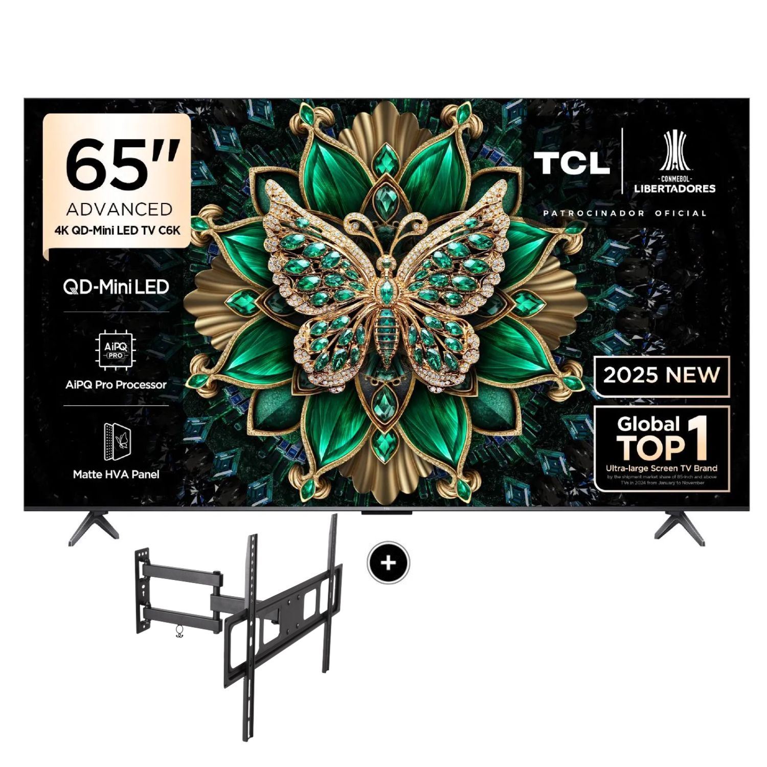 Televisor TCL Mini LED 65 QD UHD 4K Smart Google TV 65C6K + Rack Giratorio