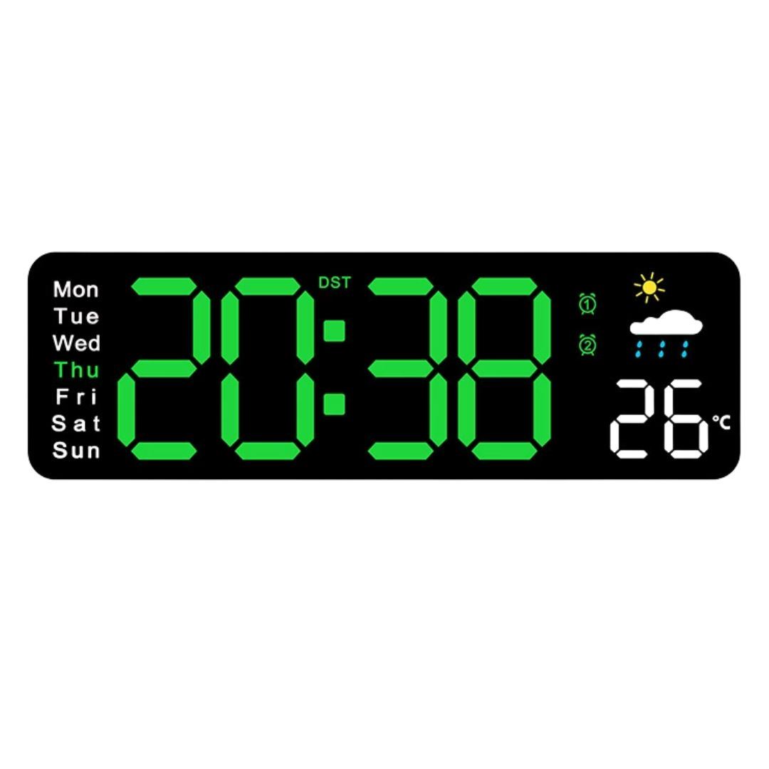 Reloj Digital de Pared 28cm con Temperatura Humedad y Control Remoto