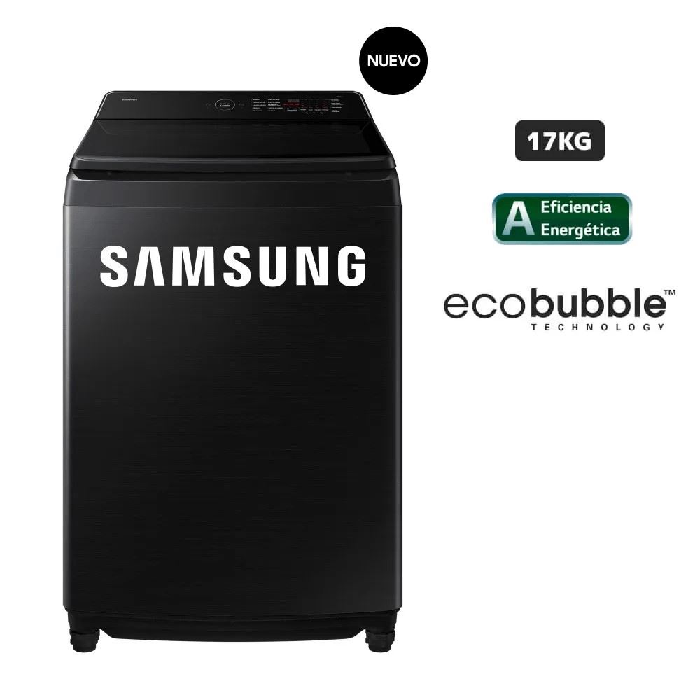 LAVADORA SAMSUNG 17KG AI WASH ECOBUBBLE WA80F17S8BPE NEGRA
