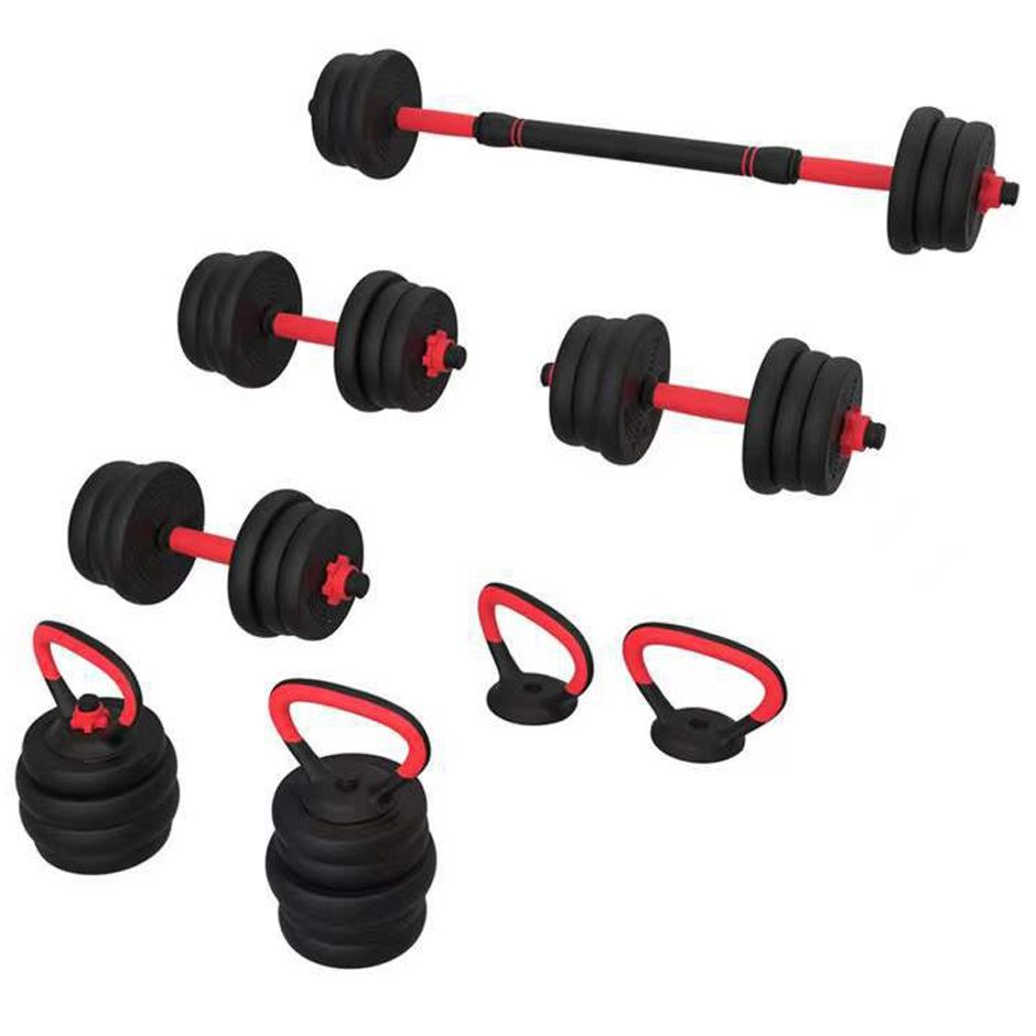 Set Pesas 30kg Convertible A Barra Y Pesa Rusa Mancuernas