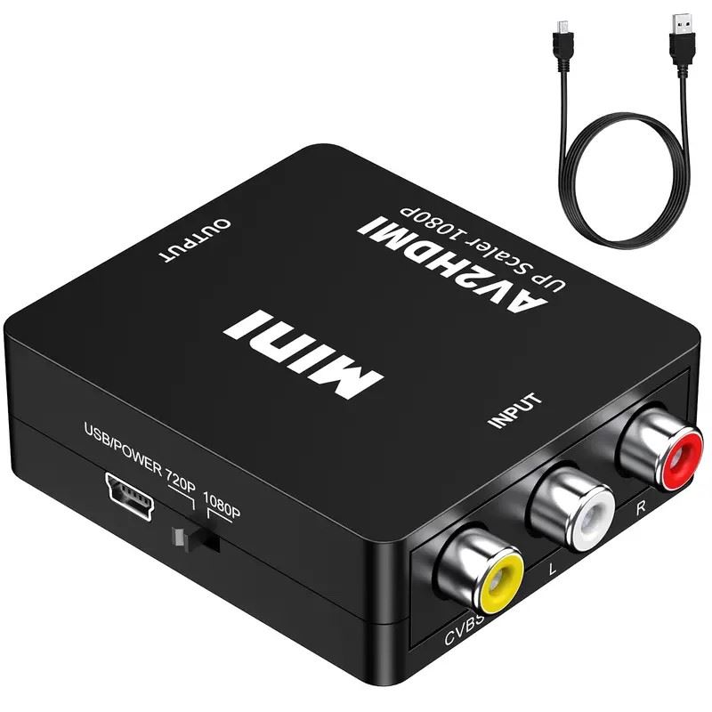 Adaptador AV TO HDTV 1080p Convertidor de Video en Negro
