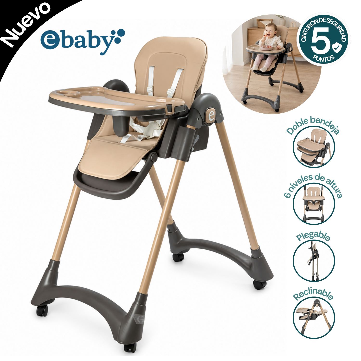 Silla de comer LEIA  EB642 Beige