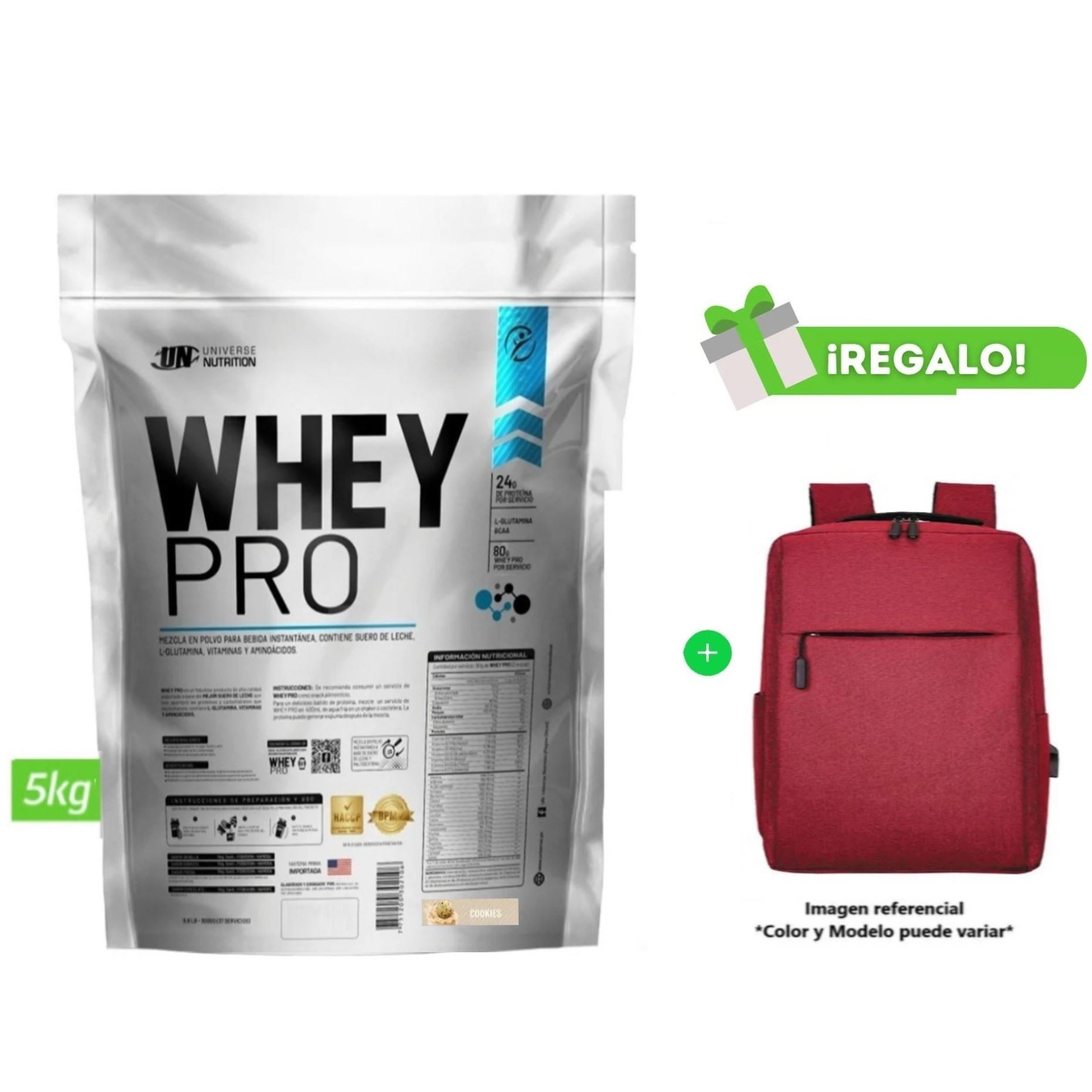 PROTEÍNA WHEY PRO 5 KG COOKIES + Mochila Aleatoria
