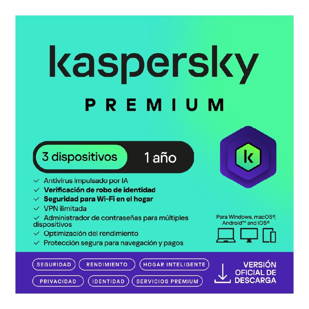 Kaspersky Antivirus Premium 3 Dispositivos Por 1 Año
