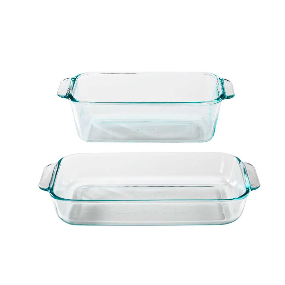 Set Fuente Rectangular Pyrex 2lt + Fuente cuadrada 1.4Lt  23140