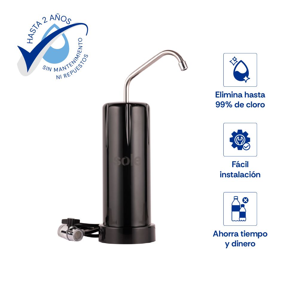 Purificador Alcalinizador Sole Prime 5 años Negro S/ Lavadero