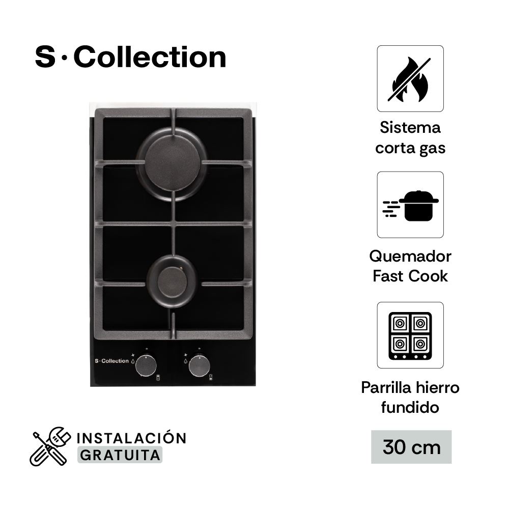 Encimera Scollection Vidrio Templado A Gas 30Cm