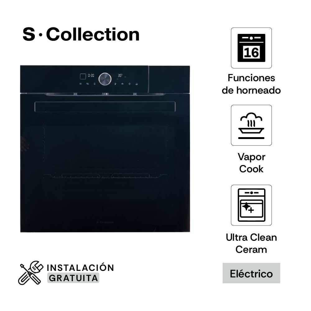 Horno Empotrable S-Collection Pure Black D2 Air Fryer & Vapor Cook Eléctrico 75L