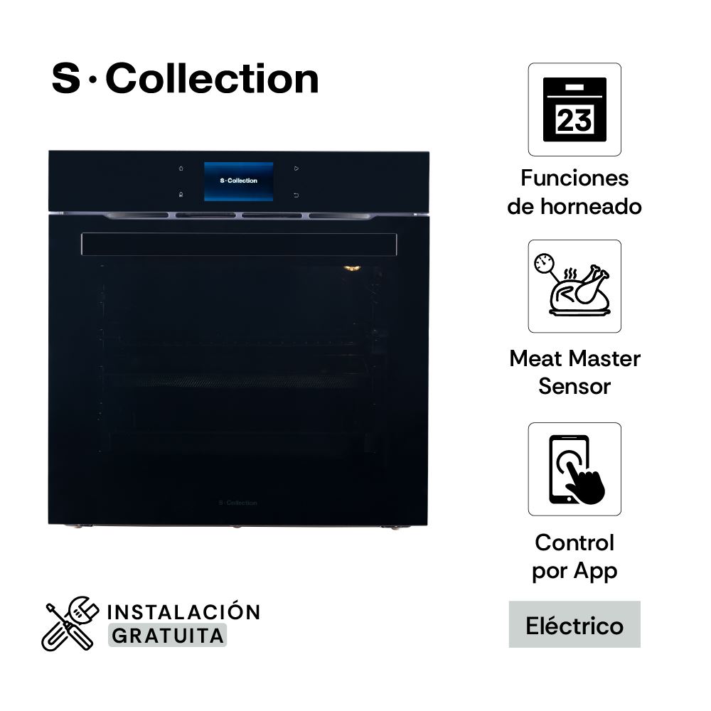 Horno Empotrable S-Collection Pure Black D3 TFT Air Fryer&MeatMaster Sensor Eléctrico 75L