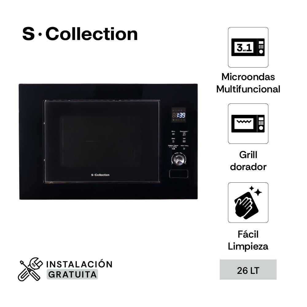 Horno Microondas Empotrable S-Collection 3en1 GrillBlack 20L