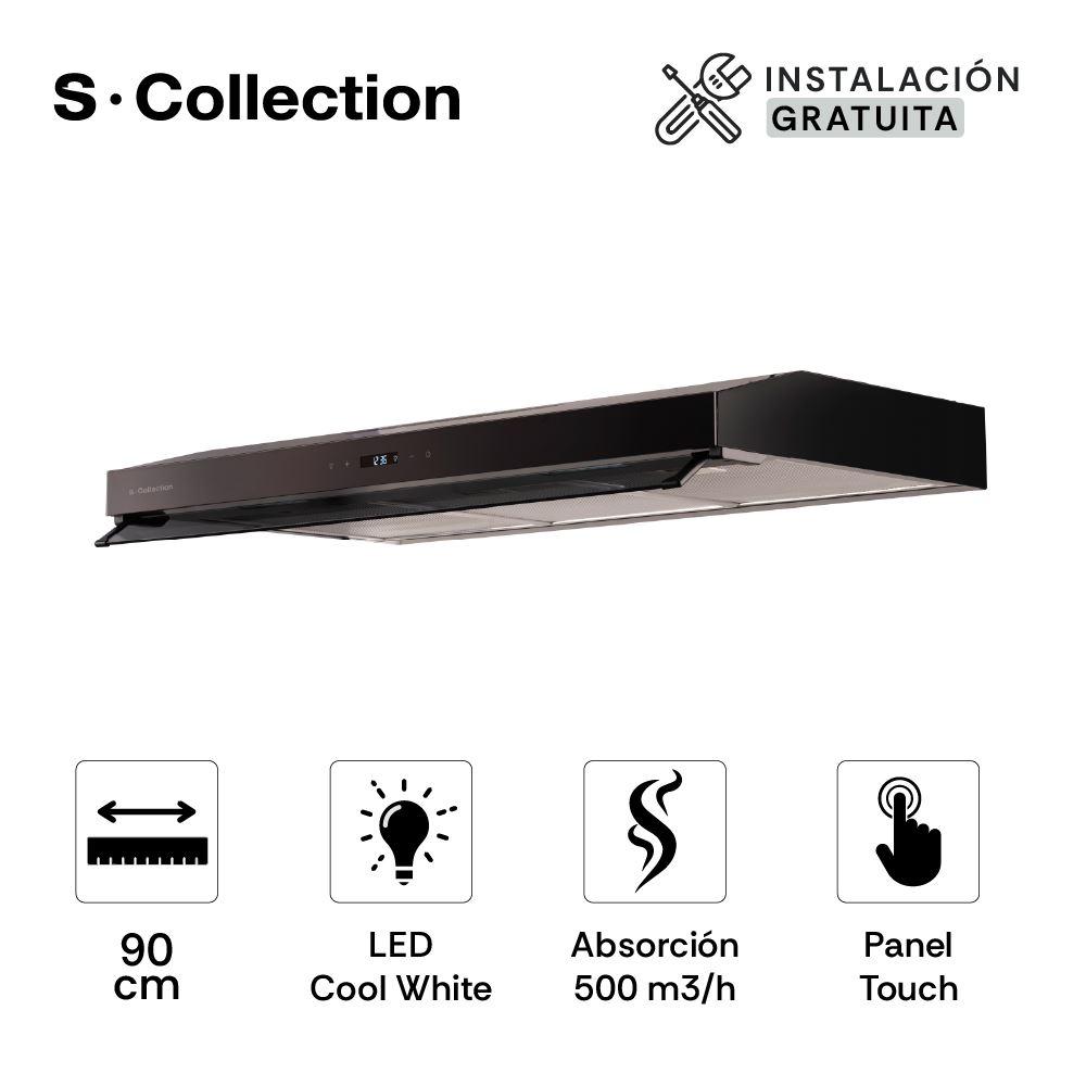 Campana Extractora Slim Black Touch Free 90 Cm Ture19cov2