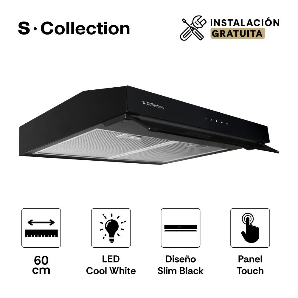 Campana Extract Slim Black S-collection 60 Cm