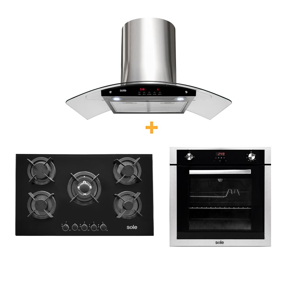 Set Sole Encimera Solco069 + Campana Ture63Co + Horno A Gas Solho007