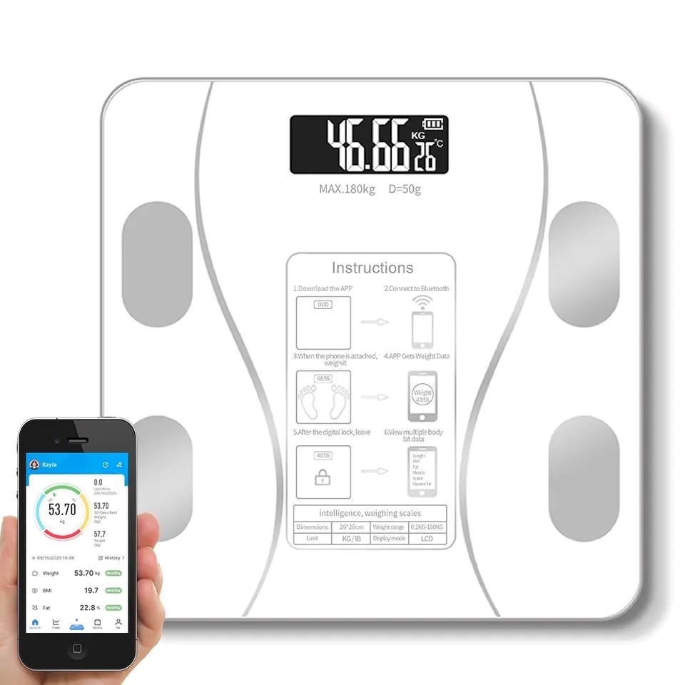 Balanza Digital Bluetooth Smart Controla Peso Grasa Corporal - Blanco