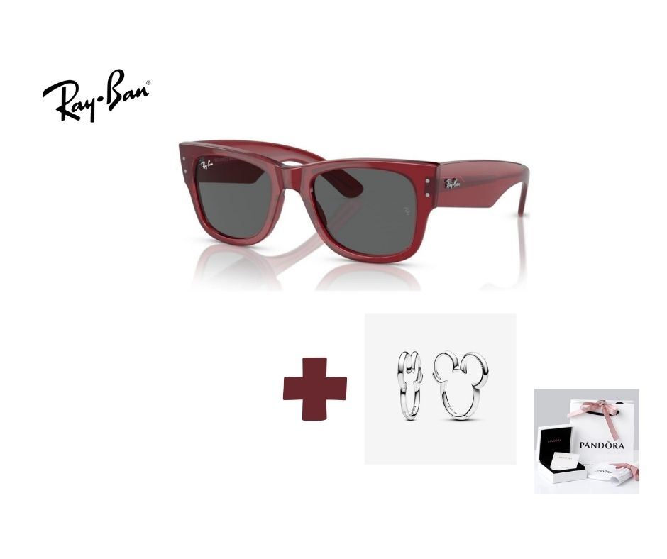 PACK DUO Lentes de sol RayBan Mega Wayfarer RB0840 + Aretes Pandora de aro silueta Mickeymouse x Disney