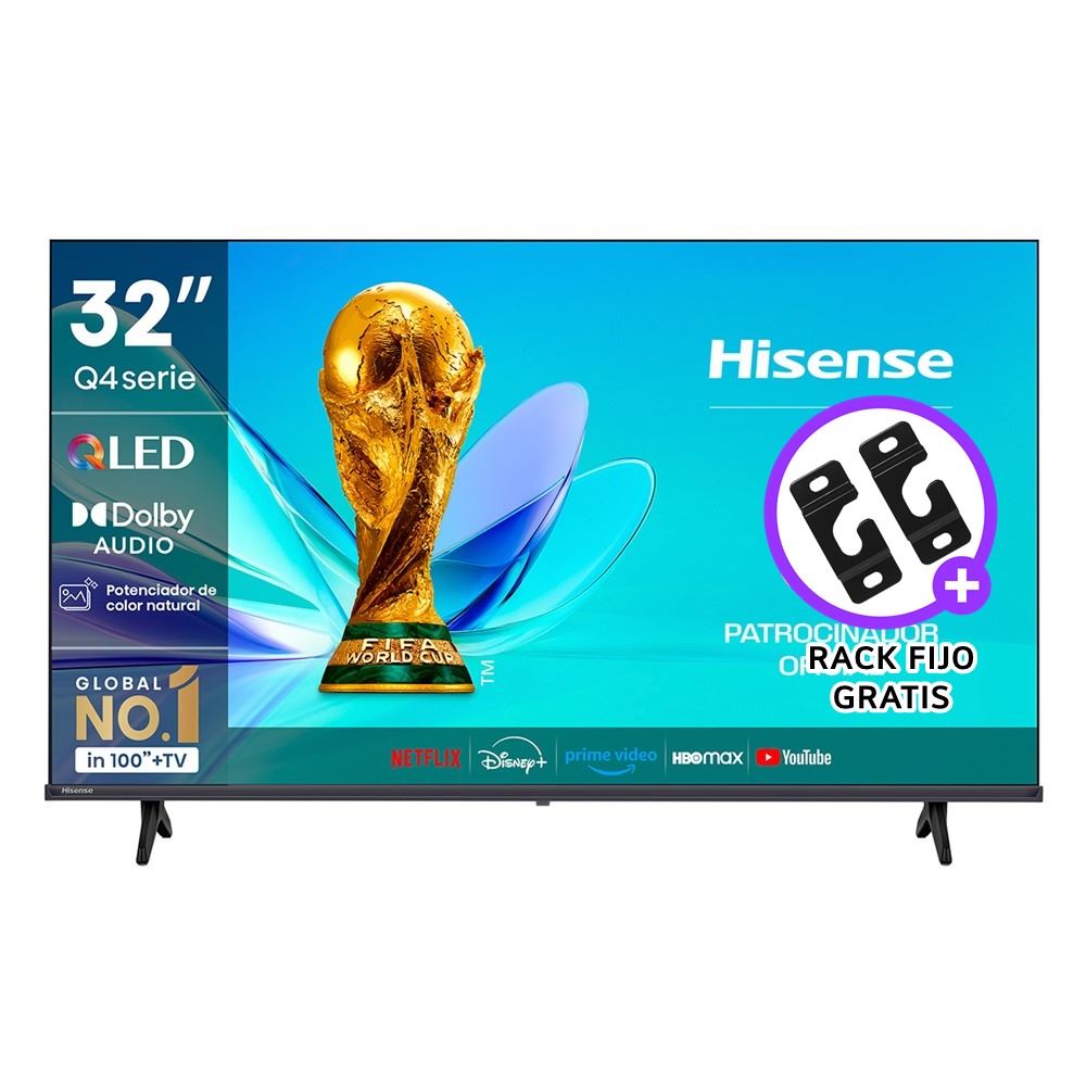 TV HISENSE QLED 32" HD SMART TV 32Q4SV + RACK FIJO GRATIS