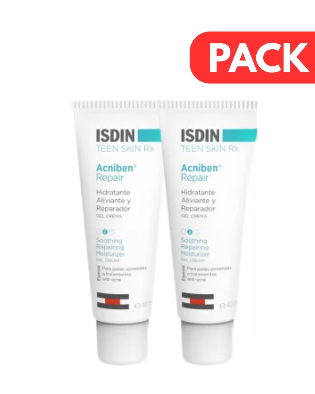 Dúo Pack Isdin Acniben Repair Gel-Crema Hidratante - Frasco 40 ML
