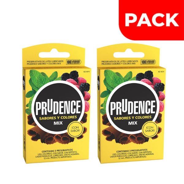 Dúo Pack Preservativo Prudence Sabor Mix - Caja 3 UN