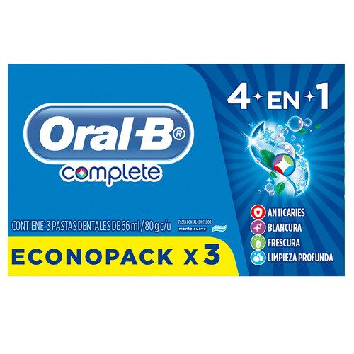 Oral B Pasta Completa 4 En 1 - Pack 3UN