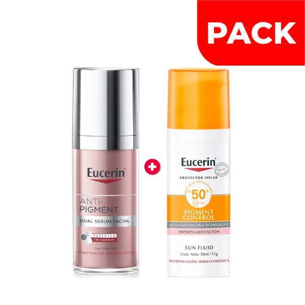 Pack Eucerin Antipigment Serum Dual 30 ML + Eucerin Sun Anti Manchas 50 ML - Pack 2 UN