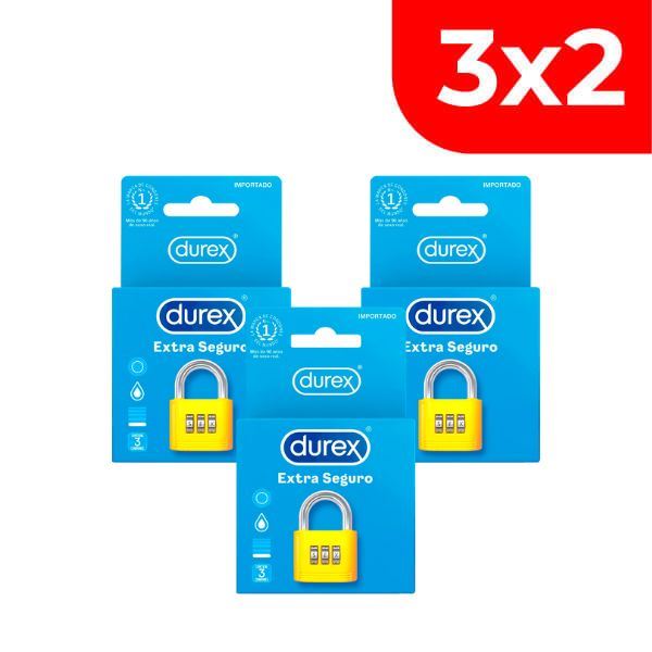 3x2 Preservativo Durex Extra Seguro - Caja 3 UN