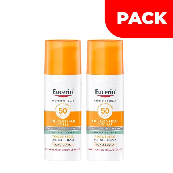 Dúo Pack Eucerin Sun Facial Oil Control Claro FPS 50+ - Frasco 50 Ml