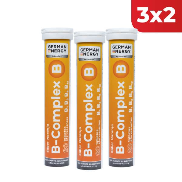 3x2 B-Complex B German Energy Sabor Naranja - Tubo 20 UN